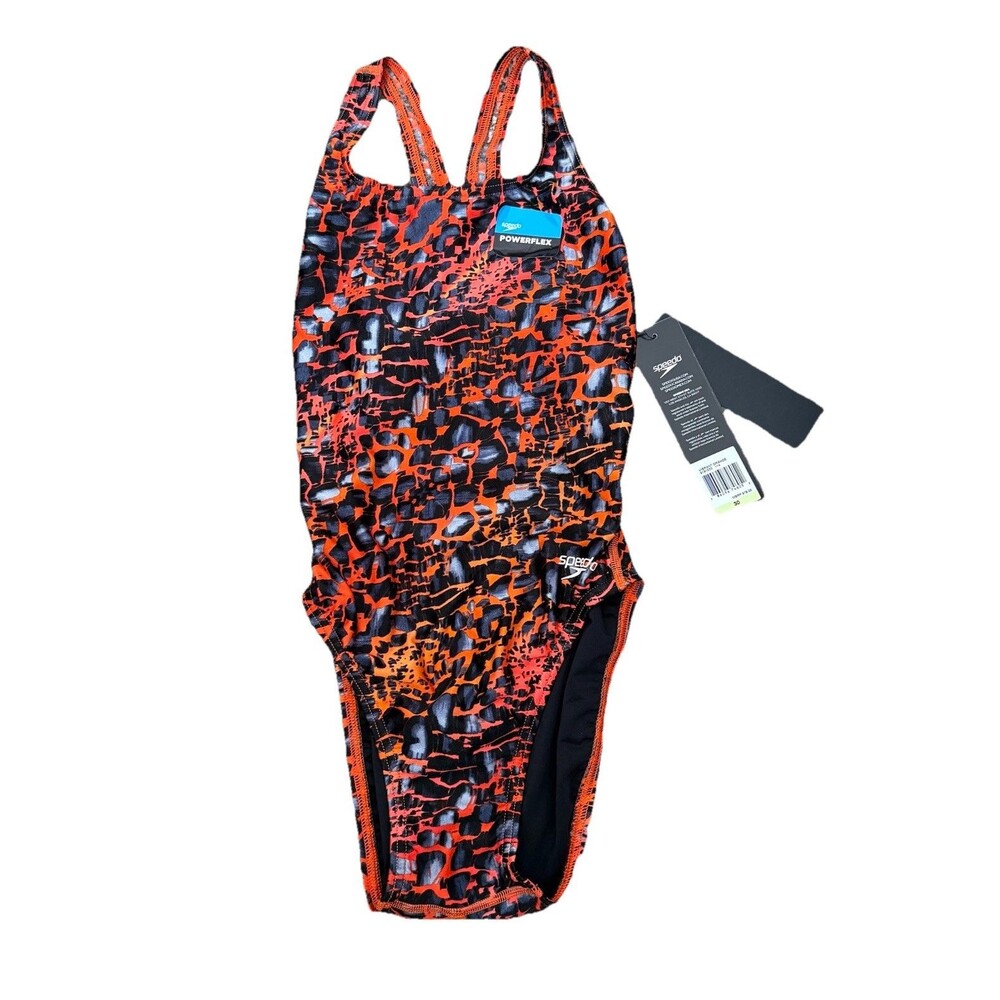 Speedo Race II Tech One Piece Swimsuit Womens 30 Orange Grey 8191533 NWT
